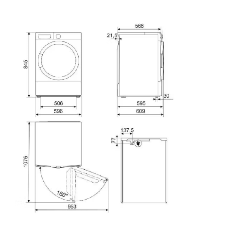 Сушильная машина SMEG/ Сушильная машина SMEG, отдельностоящая, 60 см, LED дисплей, 15 программ, отсрочка, инверторный мотор, подсветка барабана, сенсор влажности, электронное управление, помпа с подогревом, загрузка 9 кг, энергоэффективность А+++, цвет бе