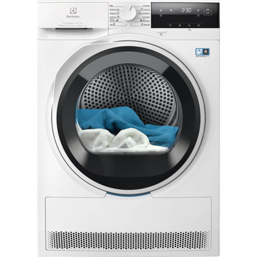 Сушильный барабан ELECTROLUX/ Сушильный барабан с тепловым насосом,  Глубина, см: 63.8, Цвет: белый, Максимальная загрузка белья (кг): 9, 12 программ, инверторный мотор,панель управления на английском языке