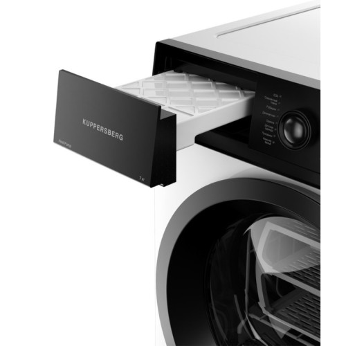 Сушильная машина Kuppersberg/ Сушильная машина Kuppersberg, High-Tech, ВхШхГ 85х59.5х53.5 см, загрузка 7 кг, 16 программ, тепловой насос, отсрочка старта, комбинированное управление, защита от сминания, энергоэффективность А++, цвет белый