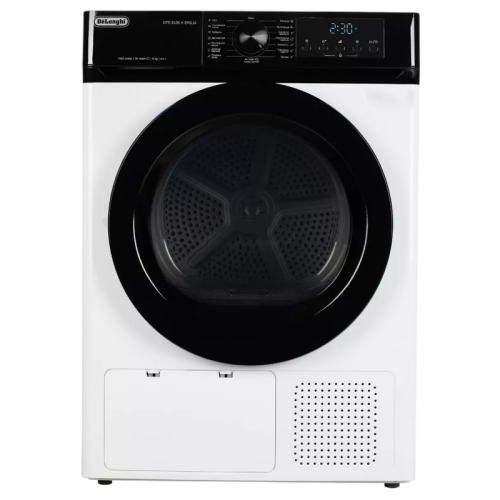 Сушильная машина Delonghi/ Сушильная машина Delonghi, глубина 59 см, тепловой насос, загрузка 8 кг, 15 программ, электронное управление, индикация заполнения фильтра, 3 уровня сушки, отсрочка запуска, энергоэффективность А++, цвет белый