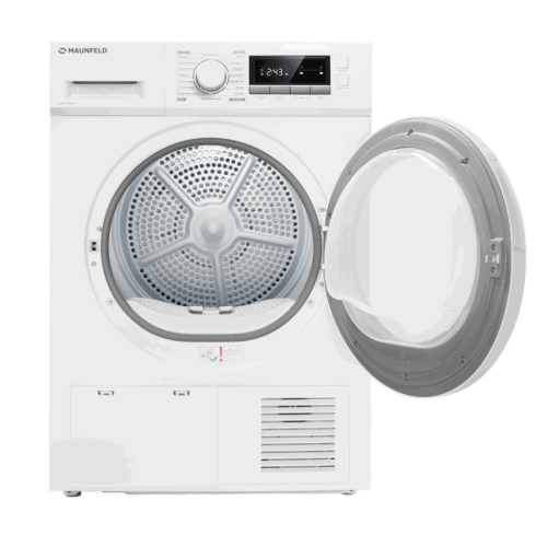 Сушильная машина MFDM168WHE Сушильная машина MAUNFELD MFDM168WHE, отдельностоящая, фронтальная, 16 режимов, максимальная загрузка 8 кг, электронное управление, сушка по влажности, защита от детей, пауза, подсветка барабана, антисмятие, датчик влажности, д