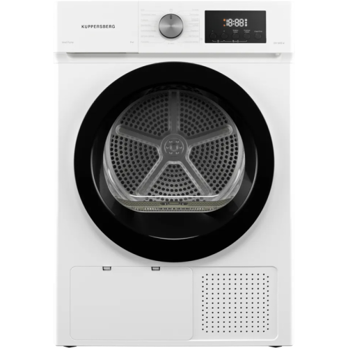 Сушильная машина Kuppersberg/ Сушильная машина Kuppersberg, High-Tech, загрузка 8 кг, 15 программ, тепловой насос, электронное кнопочное управление, корзина для сушки, блокировка от детей, энергоэффективность А++, цвет белый