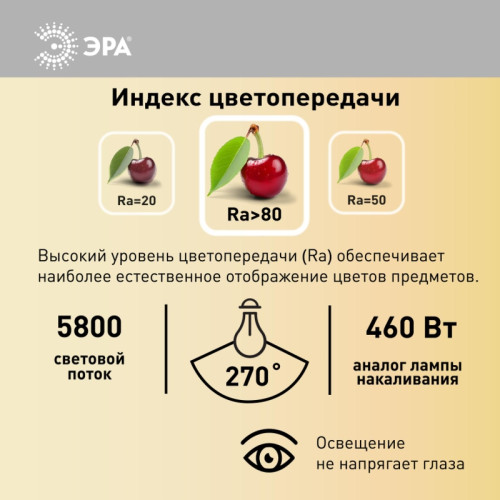 Лампа светодиодная/ Лампа светодиодная LED 60 Вт 5800Лм 4000К T120 нейтральный E27/E40 (переходник) 150-275В LED POWER T120-60W-4000-E27/E40 Red Line