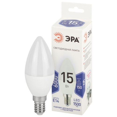 Лампа светодиодная/ Лампа светодиодная 15Вт свеча холодный дневной свет Е14 STD LED B35-15W-860-E14