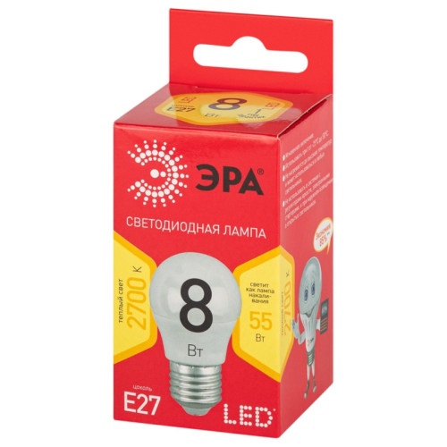 Лампа светодиодная/ Лампа светодиодная LED 8 Вт 640Лм 2700К шар теплый E27 220-240В LED P45-8W-827-E27 Red Line Лампа светодиодная/ Лампа светодиодная LED 8 Вт 640Лм 2700К шар теплый E27 220-240В LED P45-8W-827-E27 Red Line