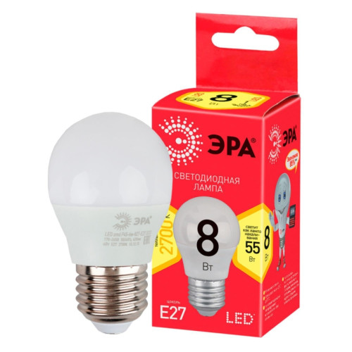 Лампа светодиодная/ Лампа светодиодная LED 8 Вт 640Лм 2700К шар теплый E27 220-240В LED P45-8W-827-E27 Red Line Лампа светодиодная/ Лампа светодиодная LED 8 Вт 640Лм 2700К шар теплый E27 220-240В LED P45-8W-827-E27 Red Line
