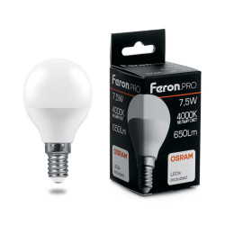 Лампа светодиодная/ Лампа светодиодная LED 7.5вт Е14 белый матовый шар .PRO
