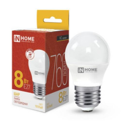 Лампа светодиодная/ Лампа светодиодная LED-ШАР-VC 8Вт 230В Е27 3000К 760Лм IN HOME