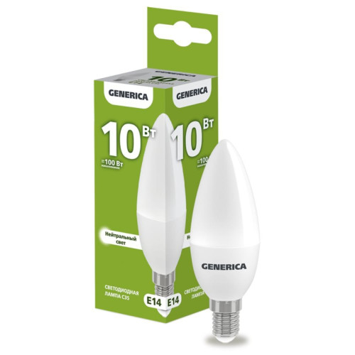 Лампа светодиодная/ Лампа светодиодная C35 свеча 10Вт 230В 4000К E14 GENERICA