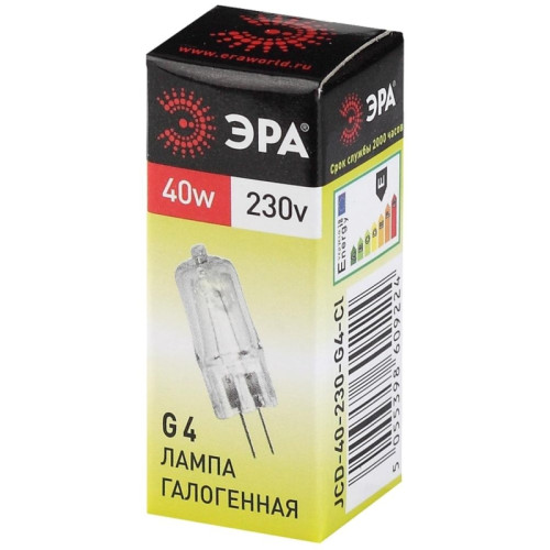 Лампа накаливания галогенная/ Лампа накаливания галогенная G4-JCD-40W-230V-CL (галоген, капсула, 40Вт, нейтр, G4) (100/1000/35000)