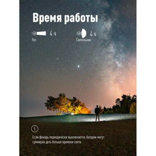 Фонарь налобный аккумуляторный/ Фонарь налобный аккумуляторный, 3W, аккумулятор 3,7V 1,2Ah, 180Lm, 8 часов