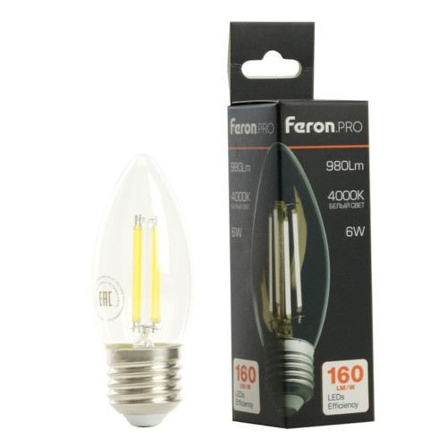 Лампа светодиодная/ Лампа светодиодная LED 6вт Е27 белый свеча FILAMENT .PRO