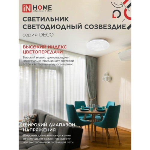 Светильник светодиодный серии/ Светильник светодиодный серии DECO СОЗВЕЗДИЕ 36Вт 230В 6500К 3240Лм 380х55мм IN HOME