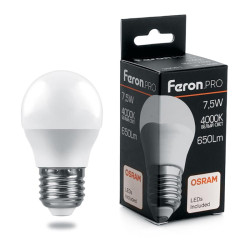 Лампа светодиодная/ Лампа светодиодная LED 7.5вт Е27 белый матовый шар .PRO