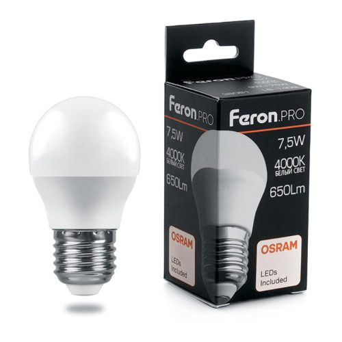 Лампа светодиодная/ Лампа светодиодная LED 7.5вт Е27 белый матовый шар .PRO