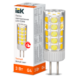 Лампа LED CORN капсула 3Вт 12В 3000К керамика G4 IEK