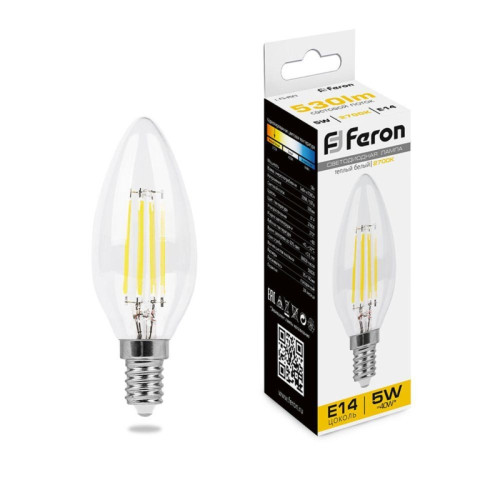 Лампа светодиодная/ Лампа светодиодная LED 5вт Е14 теплый свеча FILAMENT