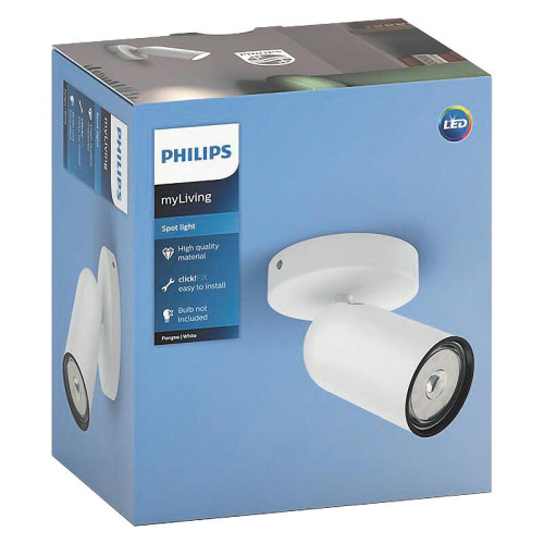 Потолочный светильник Philips/ Потолочный светильник PONGEE single spot white 1xNW 230V Потолочный светильник Philips/ Потолочный светильник PONGEE single spot white 1xNW 230V