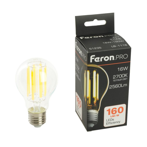 Лампа светодиодная/ Лампа светодиодная LED 16вт Е27 теплый FILAMENT .PRO