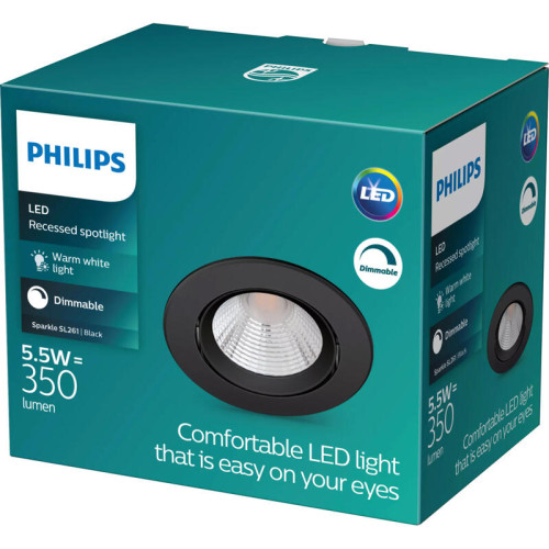 Встраиваемый светильник Philips/ Встраиваемый светильник SPARKLE SL261 RD 070 5.5W 27K BK REF Встраиваемый светильник Philips/ Встраиваемый светильник SPARKLE SL261 RD 070 5.5W 27K BK REF