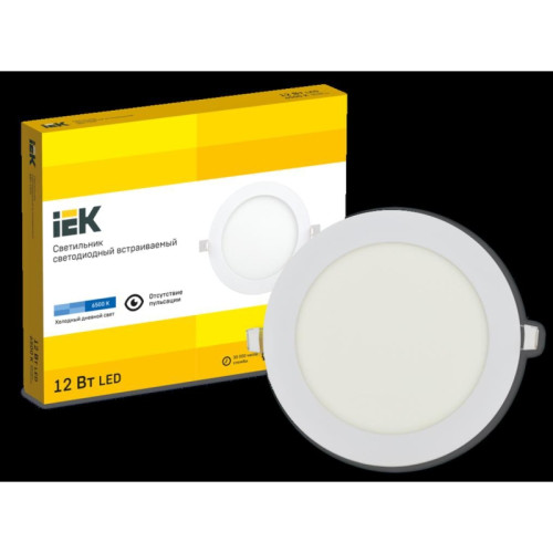 Светильник декоративный светодиодный LED встраиваемый ДВО 1606 белый круг LED 12Вт 6500 IP20