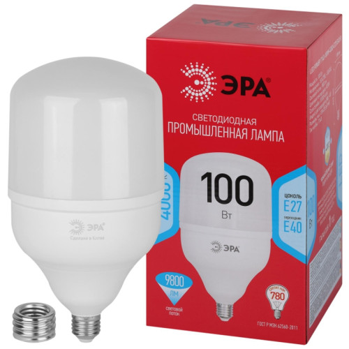 Лампа светодиодная/ Лампа светодиодная LED 100 Вт 9800Лм 4000К T140 нейтральный E27/E40 (переходник) 170-265В LED POWER T140-100W-4000-E27/E40 Red Line