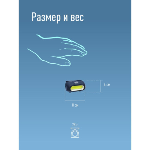 Фонарь налобный аккумуляторныйуляторный/ Фонарь налобный аккумуляторныйуляторный 3Вт COB LED съемный Li-ion 18650 800mAh ABS-пластик USB-шнур typeC