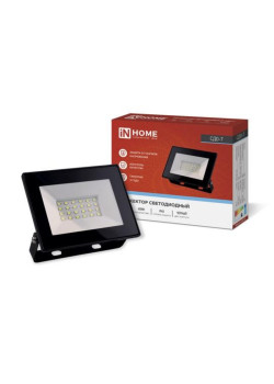 Прожектор светодиодный СДО/ Прожектор светодиодный СДО-7 30 Вт 6500К IP65 черный IN HOME