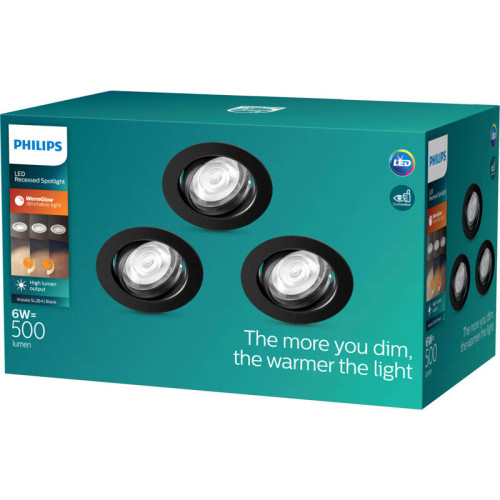 Встраиваемый светильник Philips/ Встраиваемые светильники IMPALA WGDIM SL264 RD 068 6W 27K BL 3PK