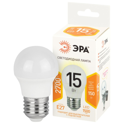 Лампа светодиодная/ Лампа светодиодная 15Вт шар теплый белый свет Е27 STD LED P45-15W-827-E27