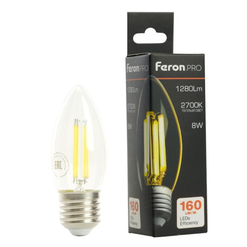 Лампа светодиодная/ Лампа светодиодная LED 8вт Е27 теплый свеча FILAMENT .PRO Лампа светодиодная/ Лампа светодиодная LED 8вт Е27 теплый свеча FILAMENT .PRO