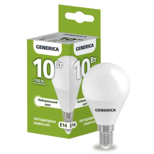 Лампа светодиодная/ Лампа светодиодная G45 шар 10Вт 230В 4000К E14 GENERICA