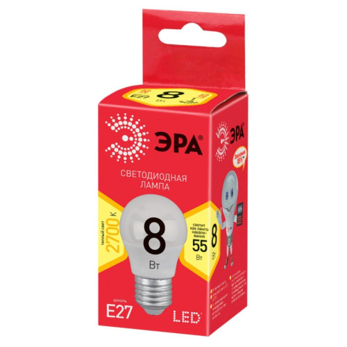 Лампа светодиодная/ Лампа светодиодная LED 8 Вт 640Лм 2700К шар теплый E27 220-240В LED P45-8W-827-E27 Red Line Лампа светодиодная/ Лампа светодиодная LED 8 Вт 640Лм 2700К шар теплый E27 220-240В LED P45-8W-827-E27 Red Line
