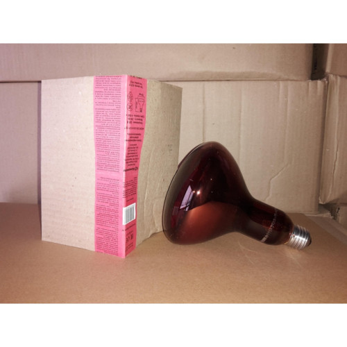 Лампа/ Лампа-термоизлучатель ИКЗК 220-250 E27 R127 цвет.гофр. красная Калашниково