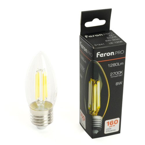 Лампа светодиодная/ Лампа светодиодная LED 8вт Е27 теплый свеча FILAMENT .PRO