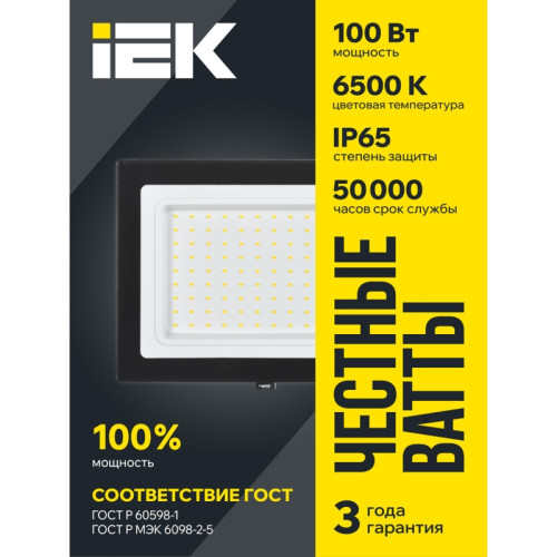 Прожектор СДО/ Прожектор СДО 06-100 светодиодный черный IP65 6500K Прожектор СДО/ Прожектор СДО 06-100 светодиодный черный IP65 6500K