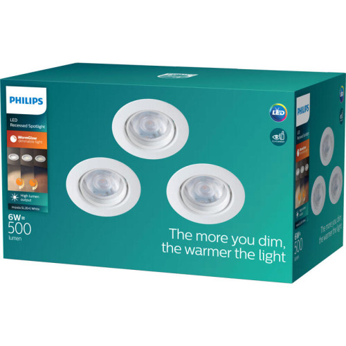Встраиваемый светильник Philips/ Встраиваемые светильники IMPALA WGDIM SL264 RD 068 6W 27K WH 3PK Встраиваемый светильник Philips/ Встраиваемые светильники IMPALA WGDIM SL264 RD 068 6W 27K WH 3PK
