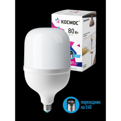 Лампа светодиодная/ Лампа светодиодная LED 80Вт 220В E27 D140х252 6500К дневной 6900 лм (в комплекте переходник на 40 цоколь)