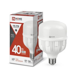 Лампа светодиодная/ Лампа светодиодная LED-HP-PRO 40Вт 230В Е27 с адаптером E40 4000К 3800Лм IN HOME