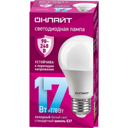 Лампа светодиодная/ Лампа светодиодная 17 Вт OLL-A60-17-230-6.5K-E27 PRO 90-240В
