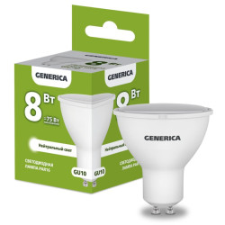Лампа светодиодная/ Лампа светодиодная PAR16 софит 8Вт 230В 4000К GU10 GENERICA