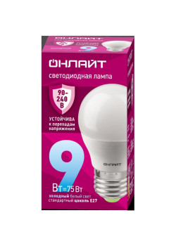 Лампа светодиодная/ Лампа светодиодная 9 Вт OLL-G45-9-230-6.5K-E27-FR PRO 90-240В