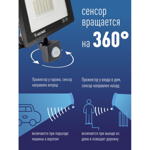 Прожектор светодиодный/ Прожектор светодиодный ДО-20 Вт с ИК-датчиком 6500К1600 Лм IP65 Прожектор светодиодный/ Прожектор светодиодный ДО-20 Вт с ИК-датчиком 6500К1600 Лм IP65
