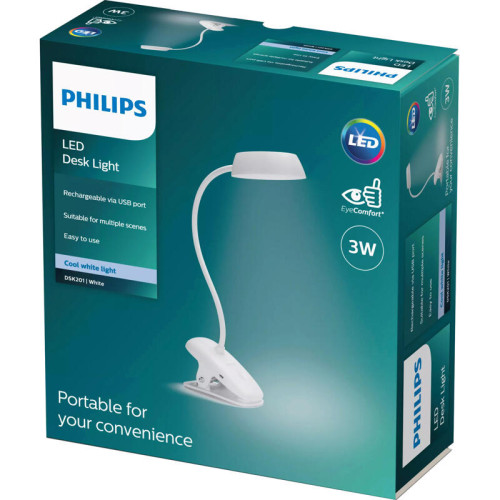 Настольная лампа Philips/ Настольная лампа Donutclip DSK201 PT 3W 40K W USB 02 Настольная лампа Philips/ Настольная лампа Donutclip DSK201 PT 3W 40K W USB 02