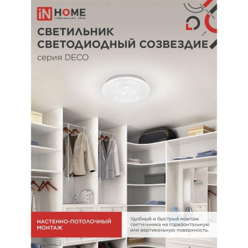 Светильник светодиодный серии/ Светильник светодиодный серии DECO СОЗВЕЗДИЕ 36Вт 230В 6500К 3240Лм 380х55мм IN HOME