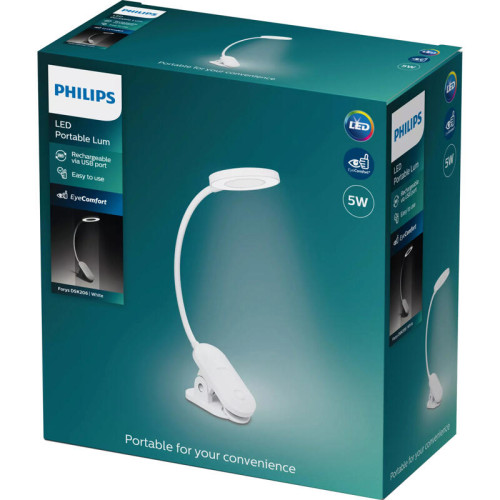 Настольная лампа Philips/ Настольная лампа Forys Clip DSK206 5W 40K W USB