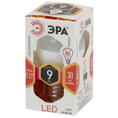 Лампа светодиодная/ Лампа светодиодная LED 9 Вт 720Лм 2700К шар теплый E27 170-265В LED P45-9W-827-E27 Standart