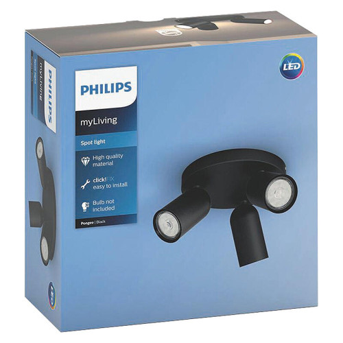 Потолочный светильник Philips/ Потолочный светильник PONGEE plate/spiral black 3xNW 230V