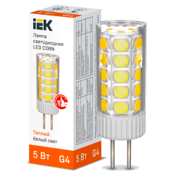 Лампа LED CORN капсула 5Вт 12В 3000К керамика G4 IEK