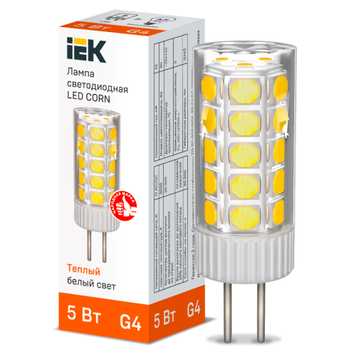 Лампа LED CORN капсула 5Вт 12В 3000К керамика G4 IEK